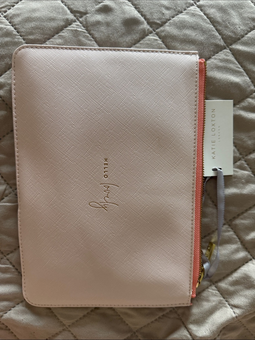 Sleek Pink Cosmetic Zip Pouch with Coral Accent